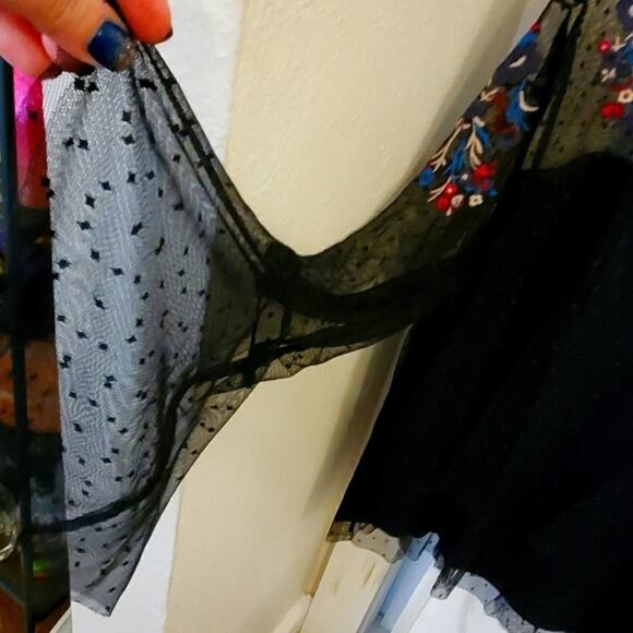 Lane Bryant‎ SHEER lace embroidered yoke bell sleeve shirt plus size 18 20 2X - Picture 5 of 13